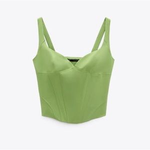 NWT Zara Bustier Green Pistachio Crop Top Corset Tank Top